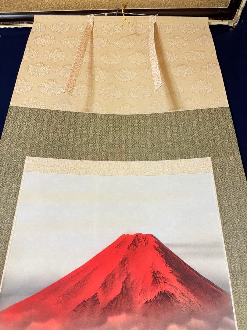 「赤富士」　杉原蘭雪 茶道具 掛軸 日本画 共箱あり 富士山 正月 200
