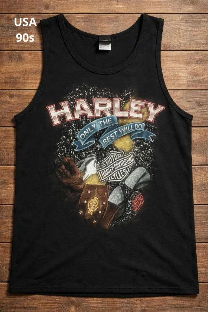 ハーレーダビッドソン USA 90s コピーライト タンクトップ ブラック