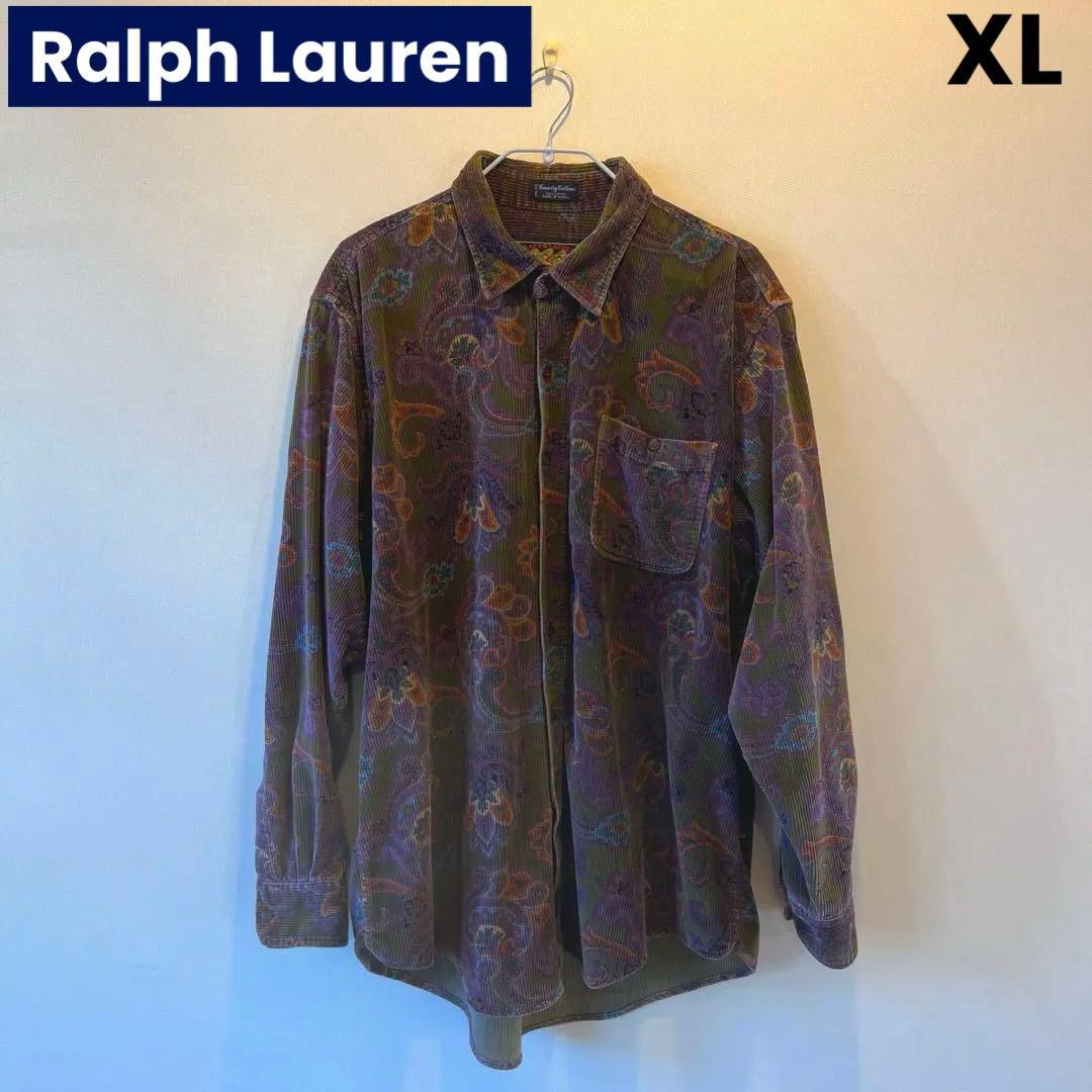 RALPH LAUREN コーデュロイ ペイズリー シャツ XL 00'S RALPH LAUREN PURPLE LABEL PAISLEY PATTERN L/S CORDUROY SHIRTS