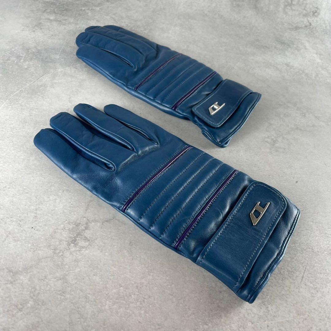 未使用 定価3.5万 ディーゼル Dロゴ バイカー レザーグローブ ラムレザー