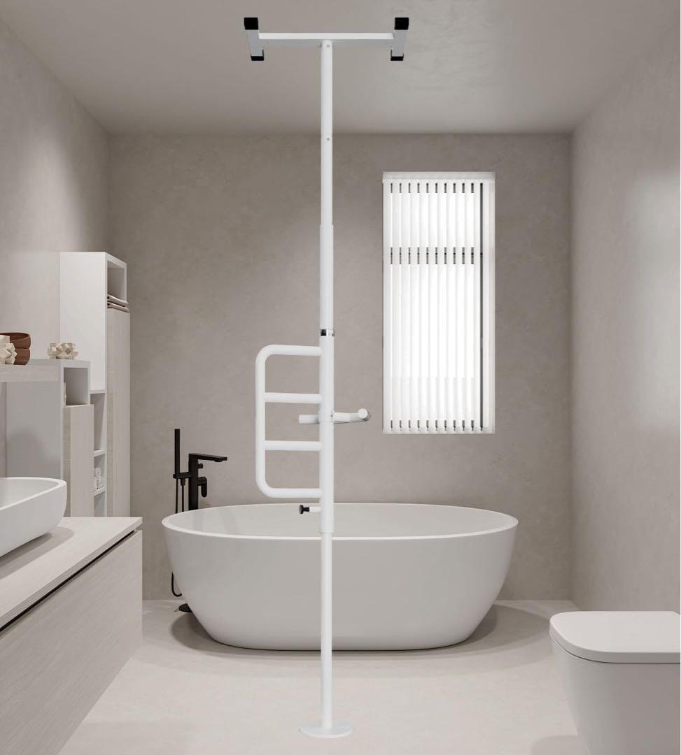 風呂用　介護用浴室手すり　突っ張り式 置くだけ ポール伸縮可能　介護用手スリ 風呂用 介護用浴室手すり 突っ張り式 置くだけ ポール伸縮可能 介護用