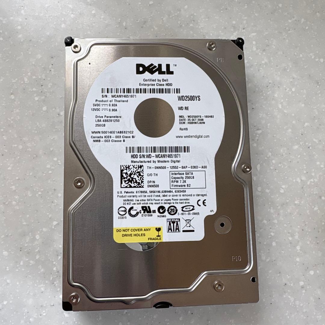 外付けハードディスク・ドライブ Dell HDD Enterprise Class 250Gb WD2500YS WD2500YS Western Digital 250GB 7.2K 3.5 SATA Hard Drive