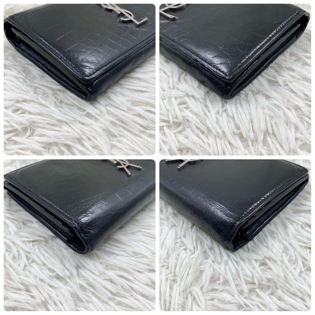 ✨美品✨】サンローラン カサンドラ 長財布 クロコ ブラック - メルカリ