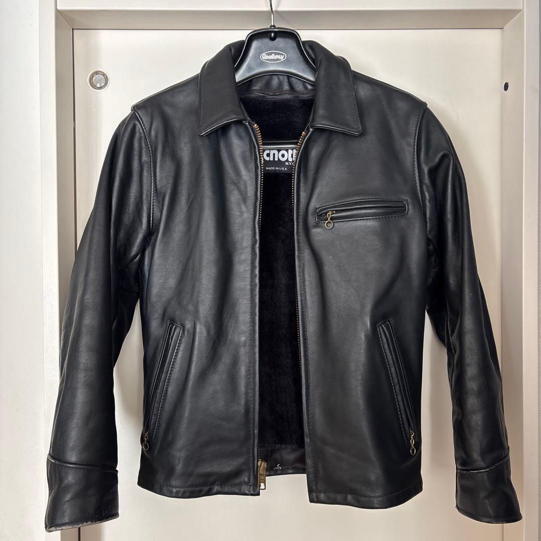 Schott NYC ブラックレザーシングルライダースジャケット Schott N.Y.C（ショット） 革ジャン ライダース Schott/ショット