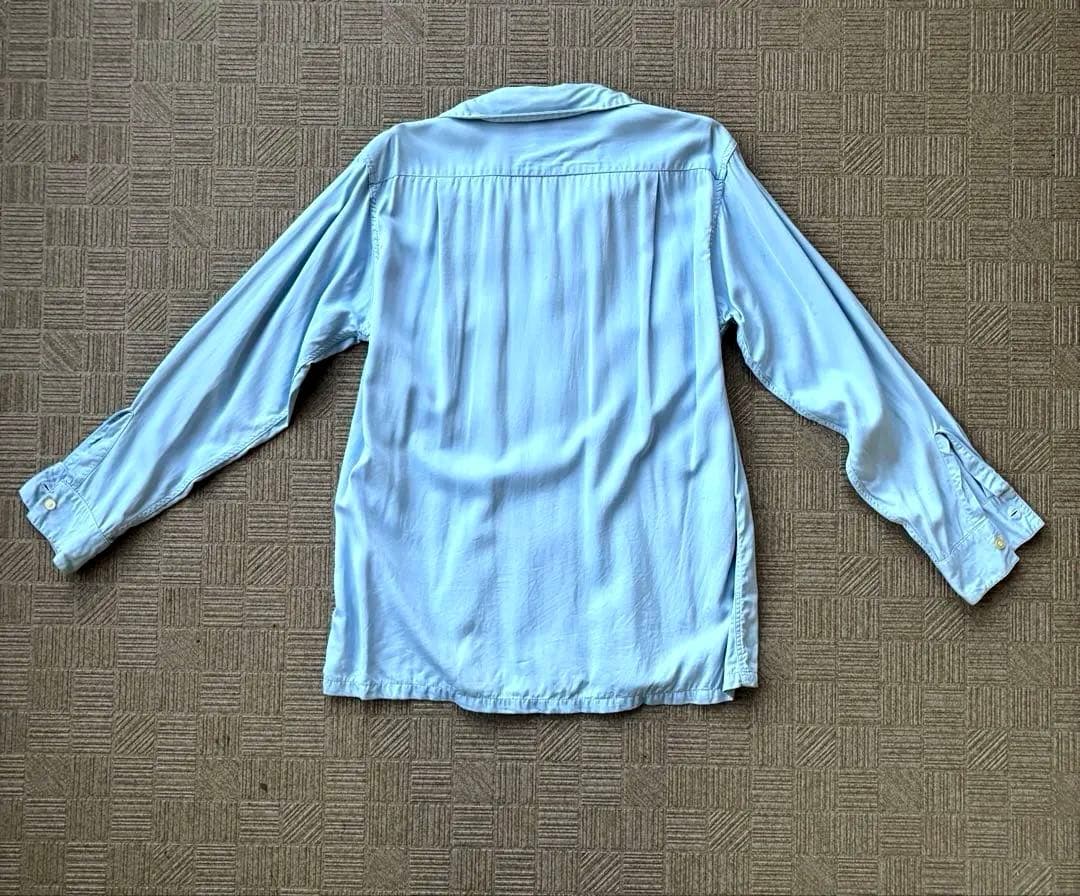 60s ARROW 淡ブルー レーヨンギャバジンシャツ usa製 レーヨンシャツ