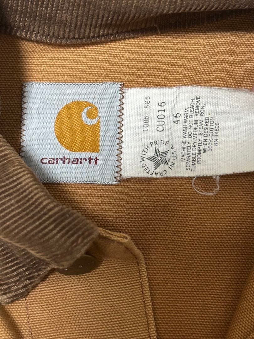 Carhartt 短丈ワークジャケット コーデュロイ襟・袖 企業ロゴ - メルカリ