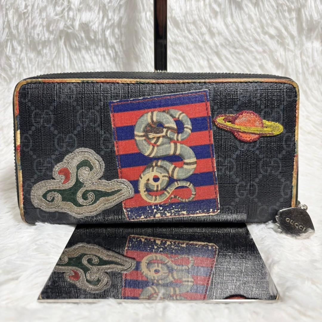 ✨美品✨ グッチ GGスプリーム PVC クーリエ 長財布 ラウンド