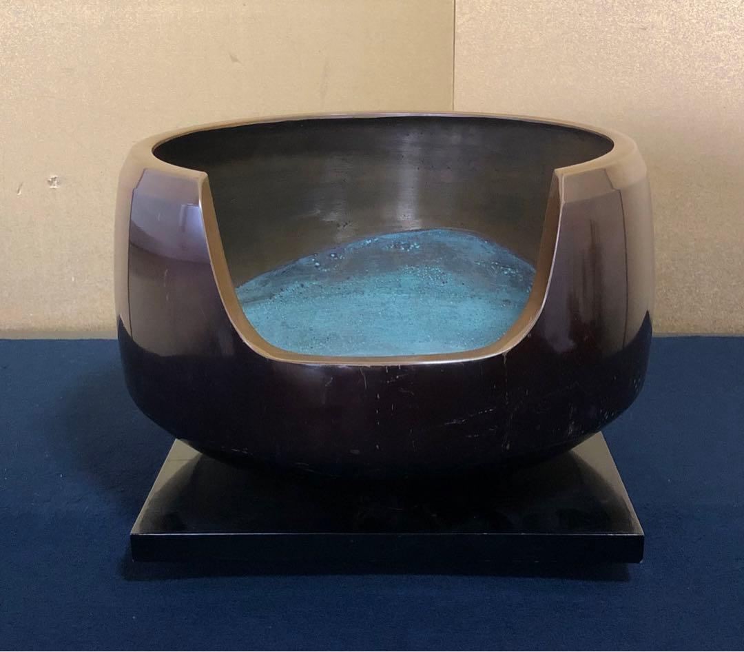 《レ》茶道具 唐銅風炉 秋元宗幹 真塗小板付 共箱 251111う6