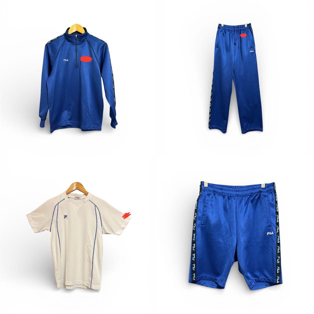 FILA フィラ　体操服　ジャージ　トレーニングウェア　上下４点セット　ブルー FILA（フィラ） 特価 ジャージ レディース 上下 セットアップ 運動着