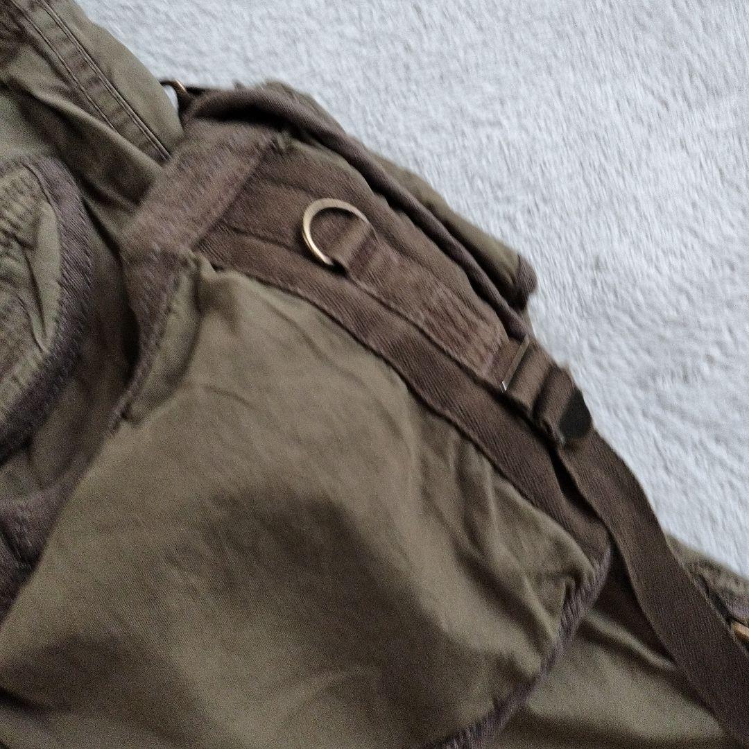 希少goaミリタリーポーチ付きロングスカートy2k カーキリネンジップ