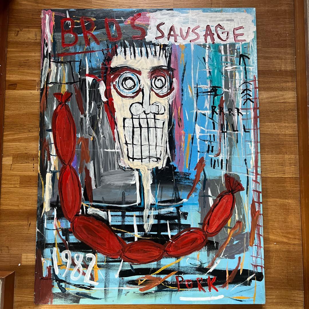 貴重 ジャン=ミシェル・バスキア 大型肉筆油彩画 - メルカリ