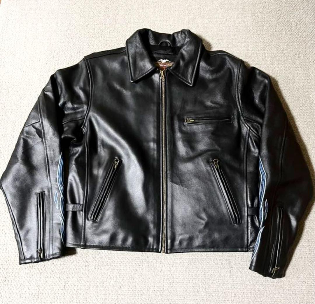 HARLEY DAVIDSON ハーレー レザー ライダース ファイヤーパターン