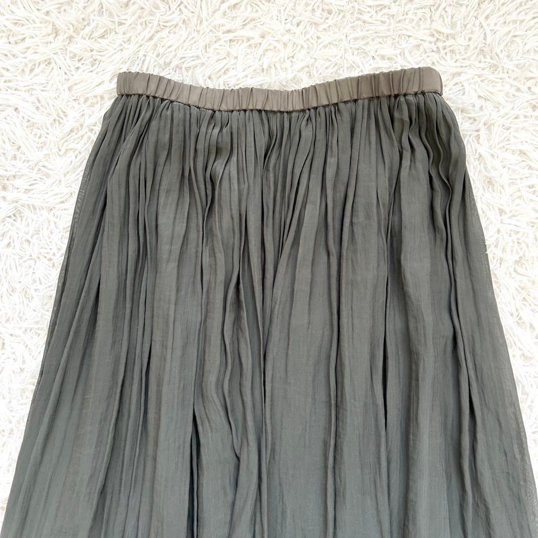 ビアズリー シワシフォンギャザースカート カーキ ウエストゴム - メルカリ