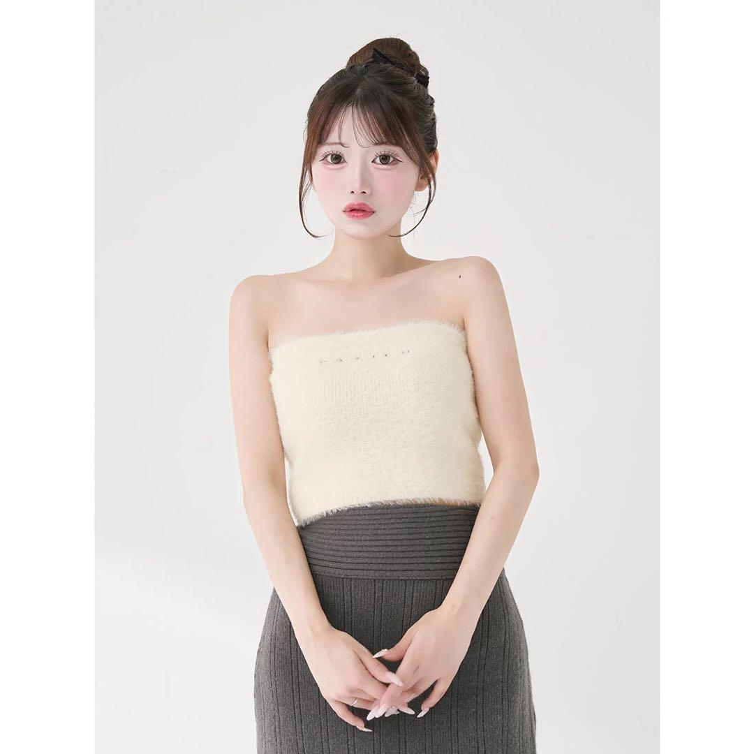 新品タグ付 ダーリッチ アシメレイヤードニットトップス ベージュ