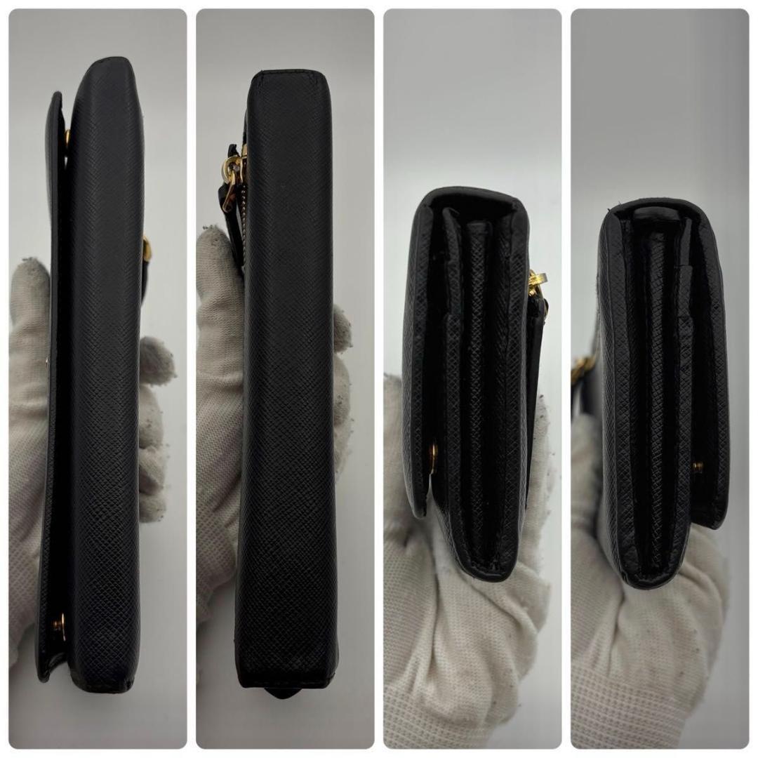 鑑定済み プラダ 長財布 二つ折り サフィアーノ レザー ロゴ 金具 黒