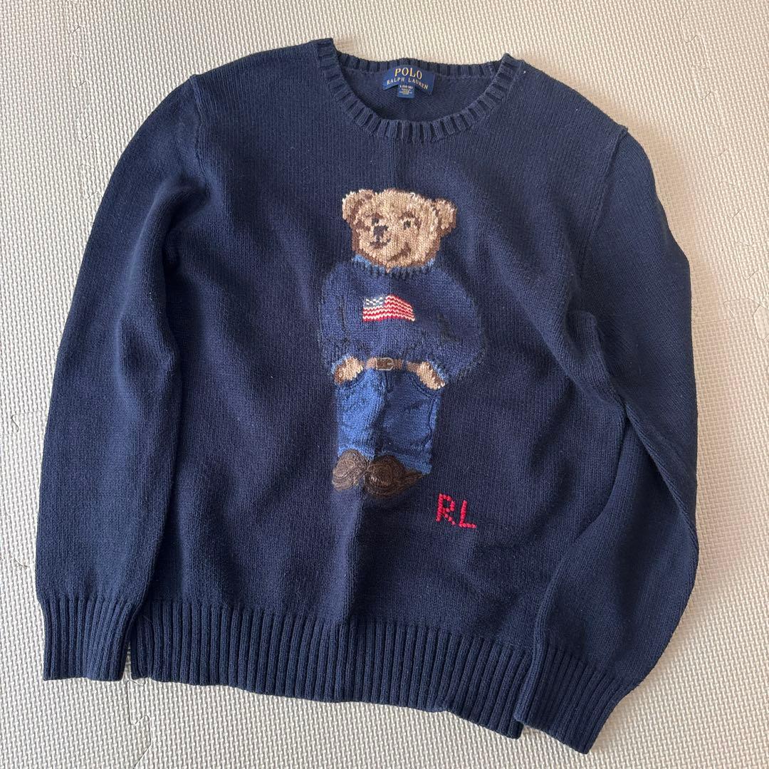 K*様 Polo Ralph Lauren クマ刺繍セーター ニット ポロ ラルフローレンクマ刺繍の緑ニットセーター - メルカリ
