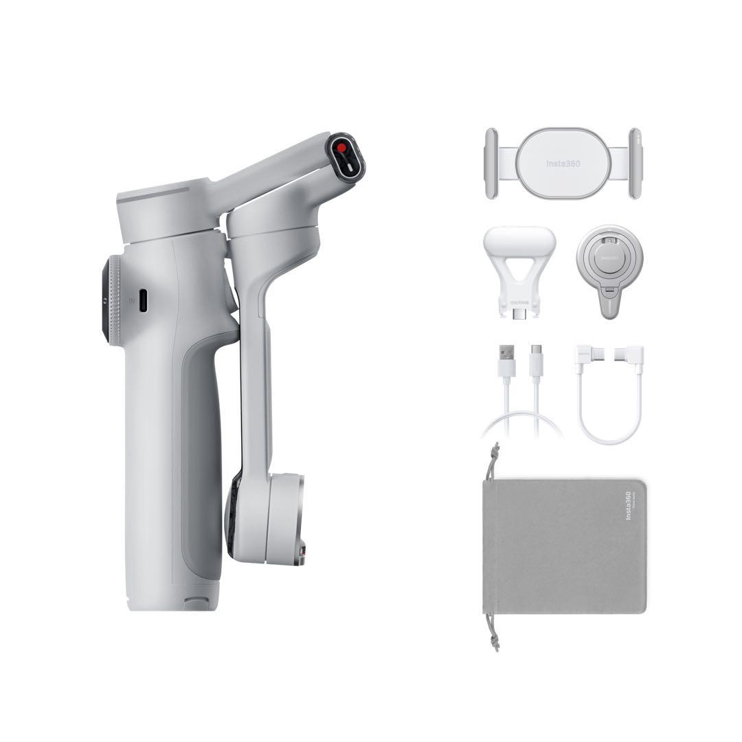 Insta360 Flow 2 Pro クリエイターキット ストーングレイ Amazon | Insta360 Flow 2 Pro Mic キット（グレー）– 折りたたみ式AI