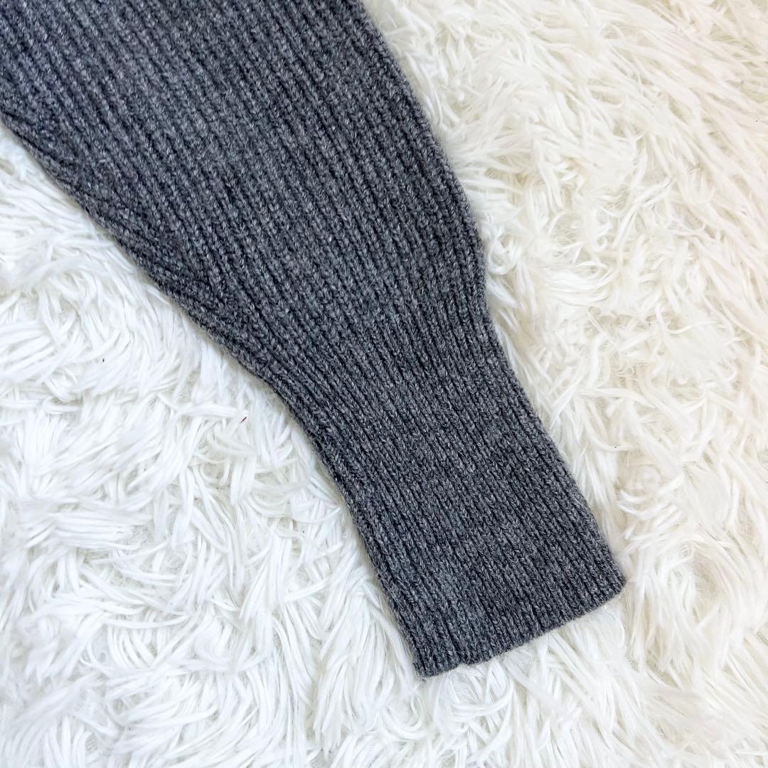 美品 アプワイザーリッシェ アシメレースニット グレー ビーズ刺繍