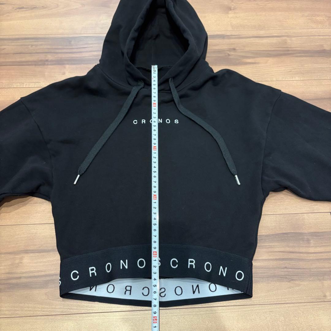 CRONOS クロノス クロップドパーカー フーディ スウェット ブラック S