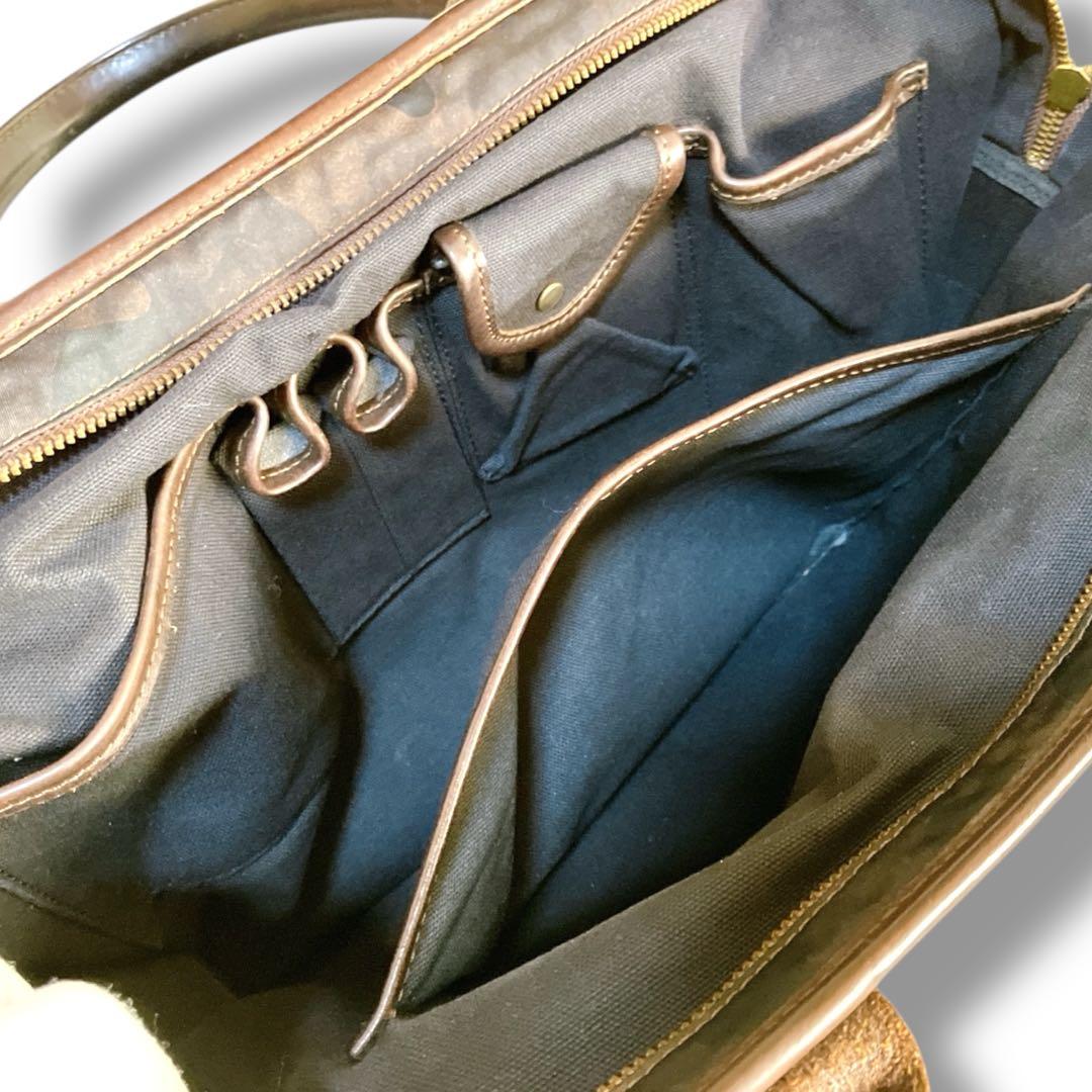 フェリージ イタリア製 A4収納可 カモフラ柄 ブリーフケース ブラウン