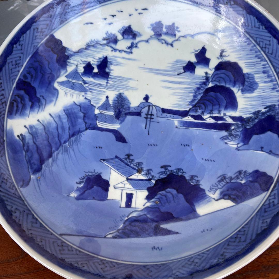 古伊万里染付蒼嶺飛禽図大皿 - メルカリ