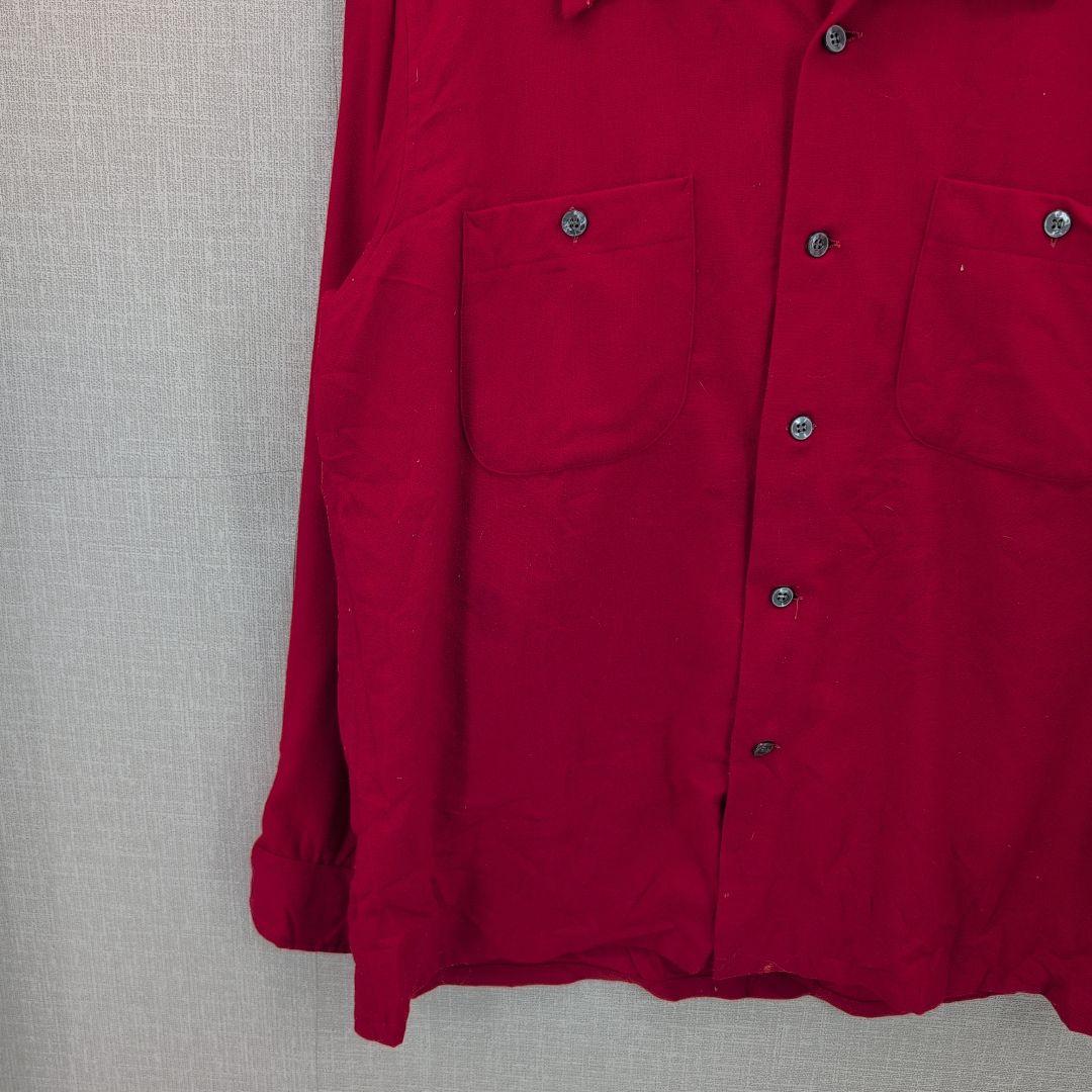 70s ペンドルトン ボードシャツ レッド ループカラー L 無地 USA製