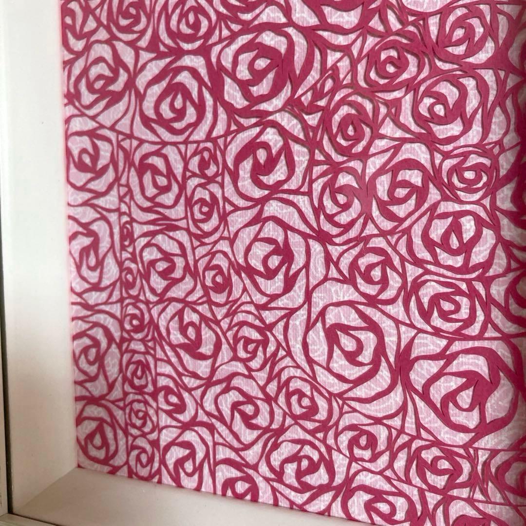 デザイン アート　ピンクの薔薇　切り絵　美　内なる宇宙　潜在意識