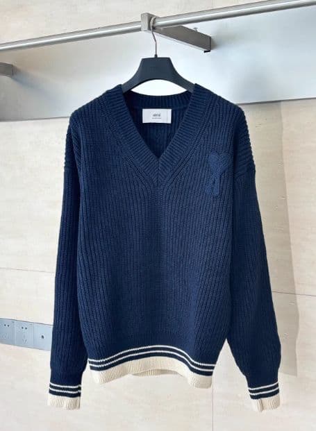 新品】アミパリスAmiparis セーターVネックニット ネイビーLL - メルカリ