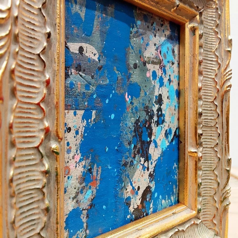 内野隆文　絵画　抽象画　段ボールにアクリル　アート作品　現代美術　ミニ額　額縁