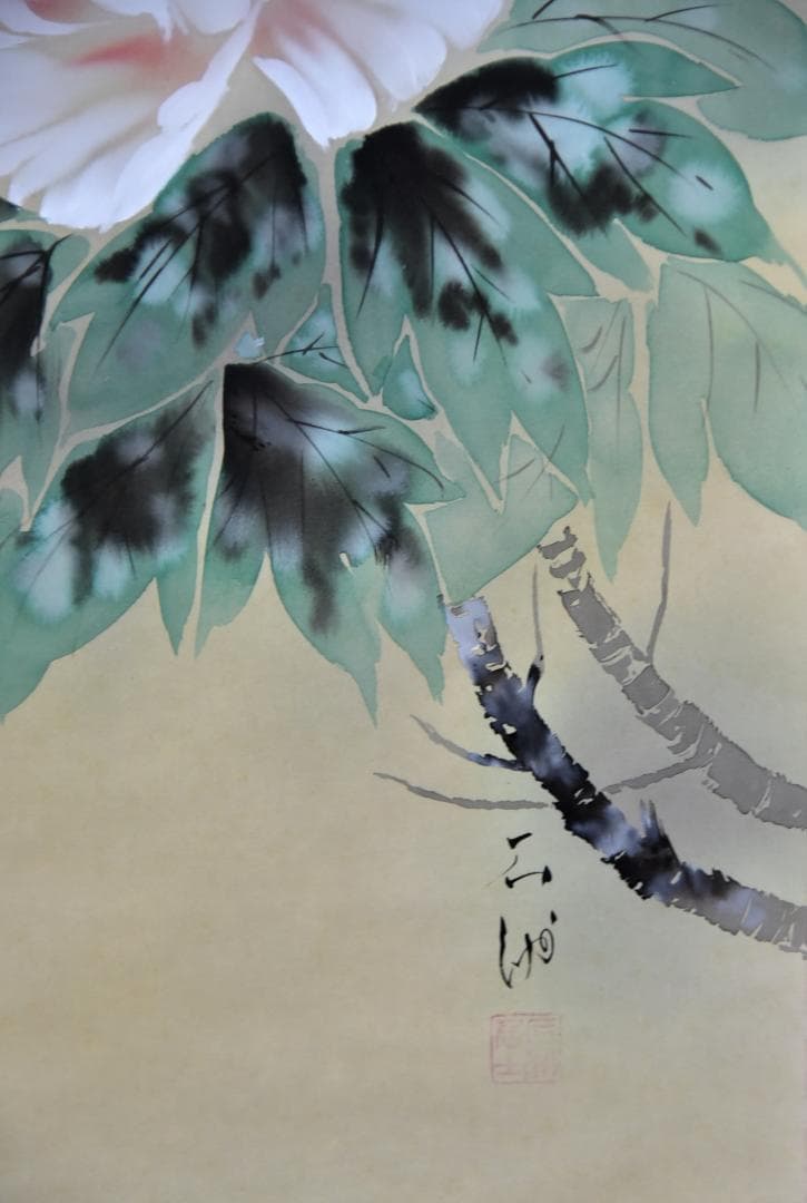 ＮＯ３四季花掛軸　野村石州作　絹本肉筆　共箱