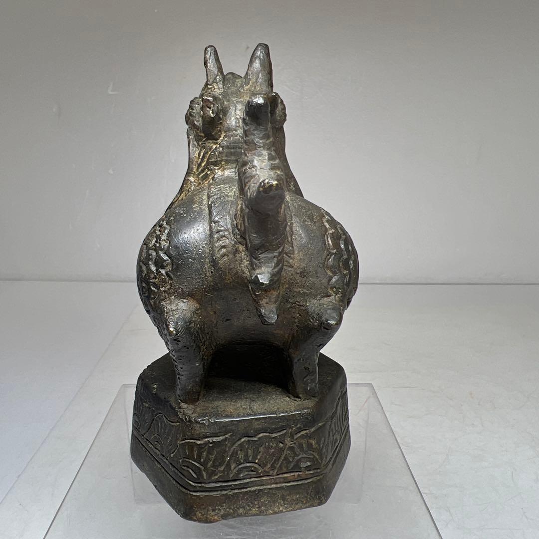 中国古玩古銅鳥置物 ケース付 733g高12.5㎝ 東Y7-0702⭐︎2Fトヒオ