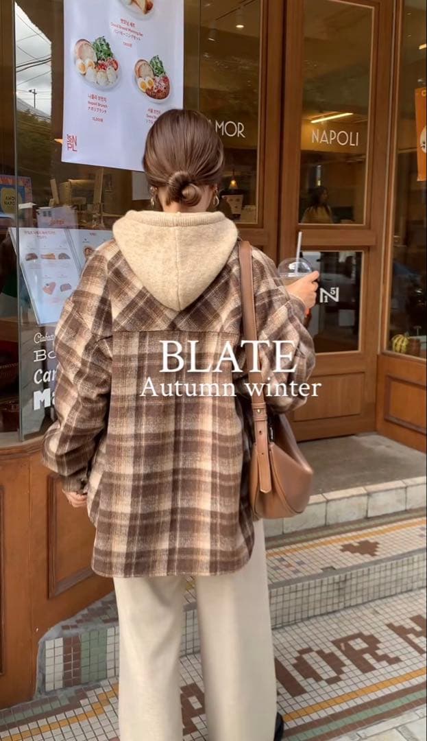 BLATE チェックコート 2025 AW ブラウン チェック