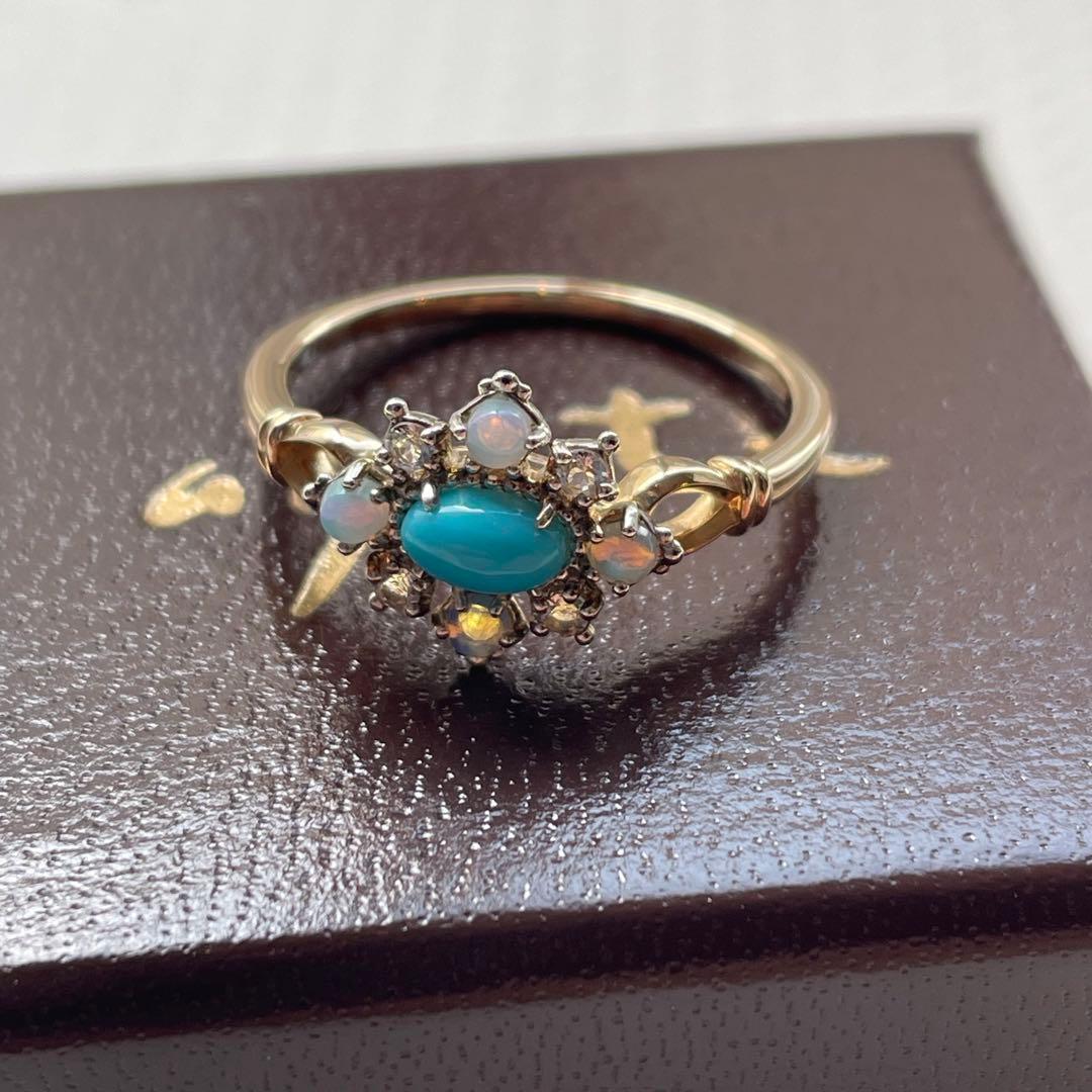 新品】agete アガット K10 ゴールドリング ターコイズ オパール - メルカリ