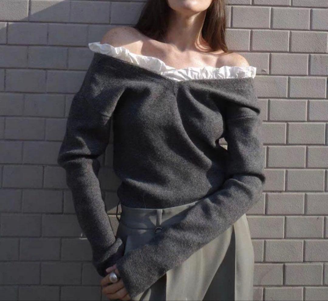 トップス CLANE 2WAY FRILL V NECK KNIT TOPS CLANE（クラネ）の「CLANE/クラネ/2WAY FRILL V NECK KNIT TOPS（T