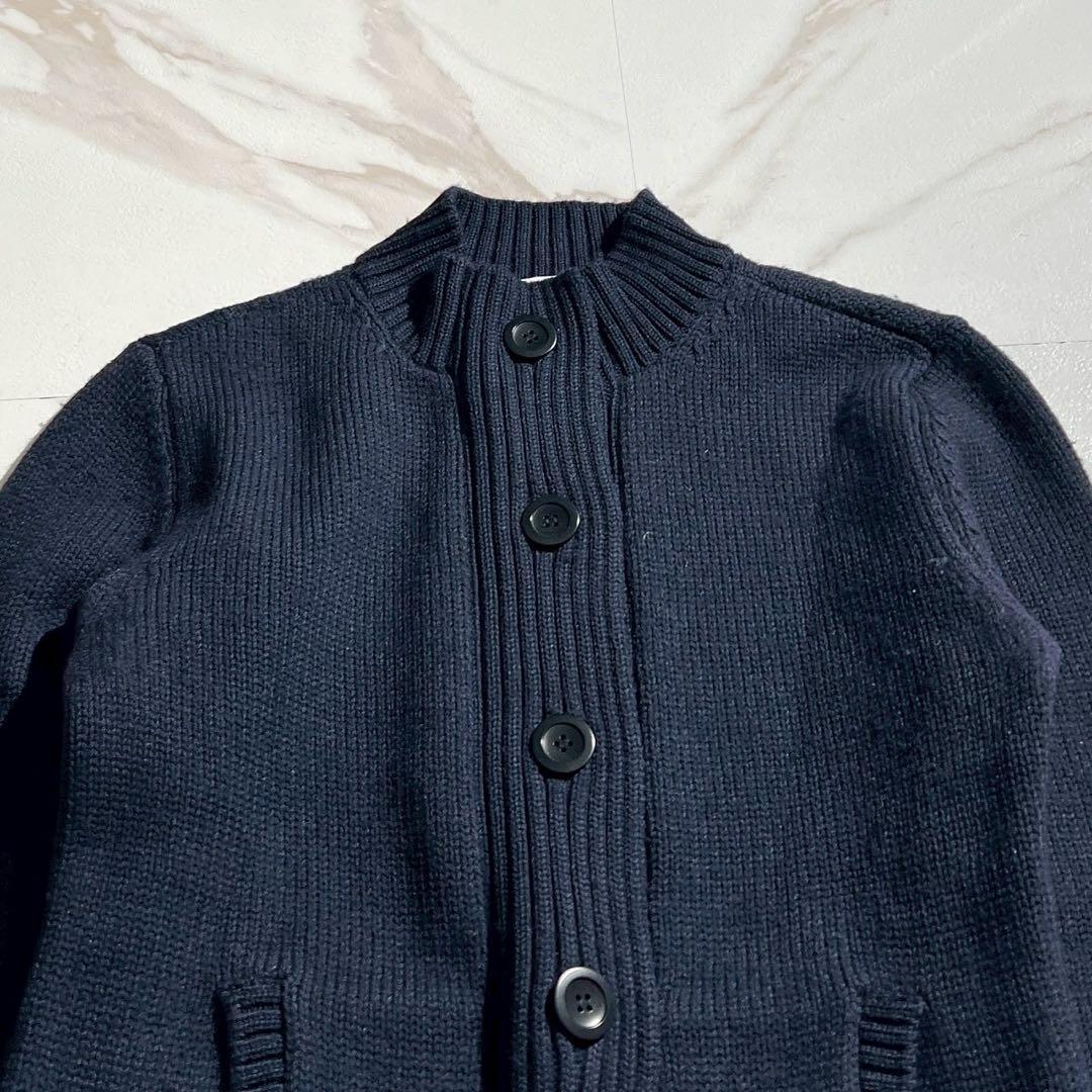 鎌倉シャツ スタンドカラーカーディガン ウール サイズ40 ネイビー
