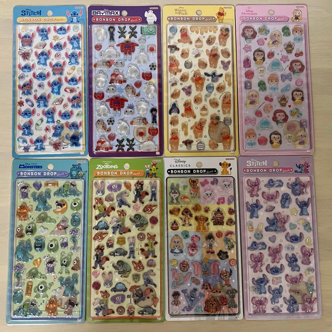【正規品】 ボンボンドロップシール ディズニー 8枚セット ディズニー ボンボンドロップシール 8点セット】大人気キャラクター