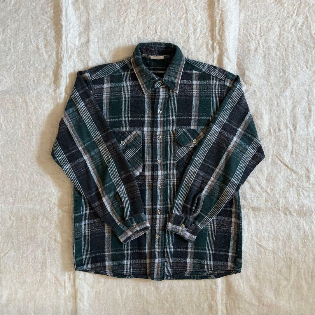 [アメリカ古着]90年代five BrothersコットンネルシャツUSA製M位 1990's USA製 [FIVE BROTHER] ヘヴィーネルシャツ ターコイズブルー