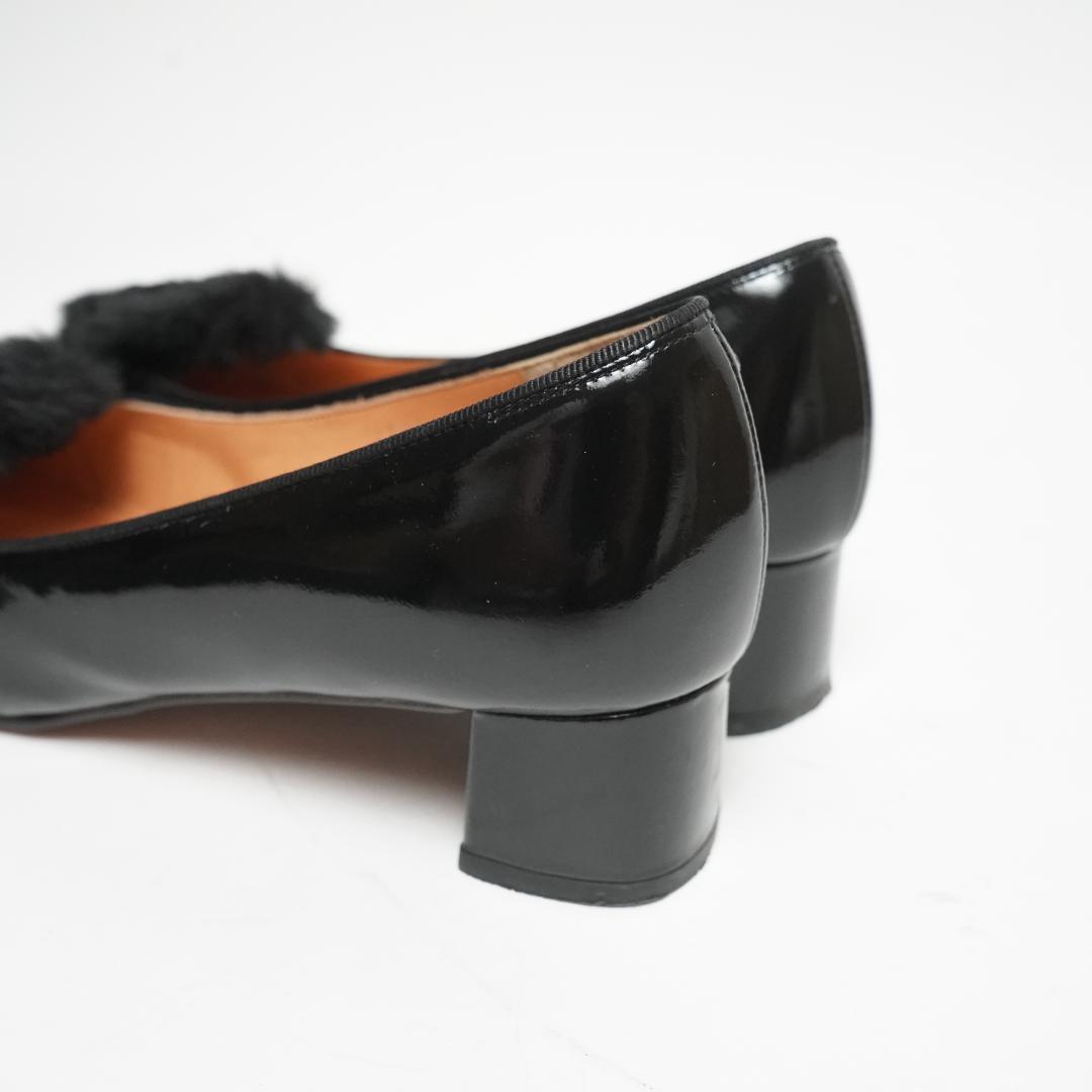 【美品】ランバンオンブルー パンプス ファー エナメル モチーフ 23.5cm