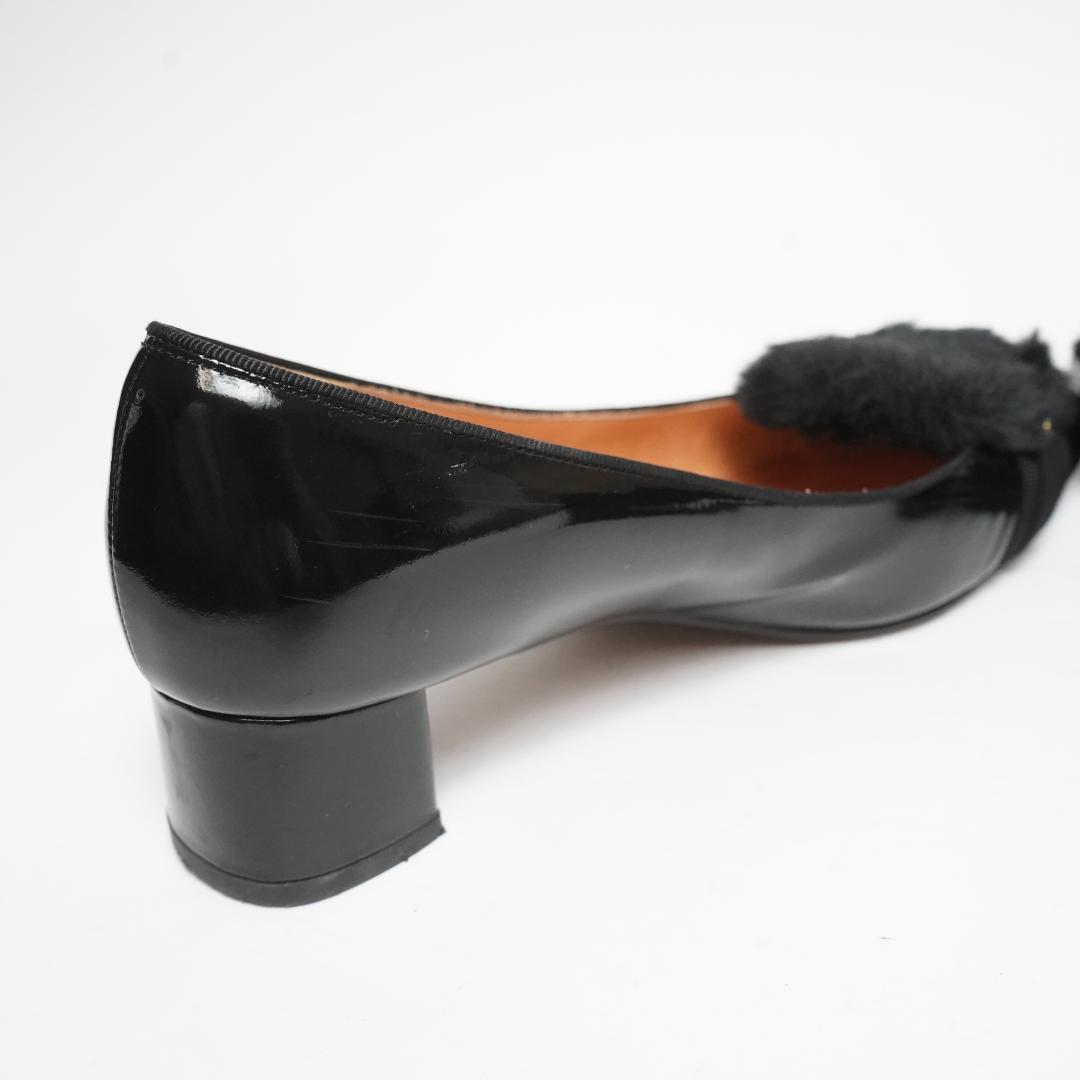 【美品】ランバンオンブルー パンプス ファー エナメル モチーフ 23.5cm