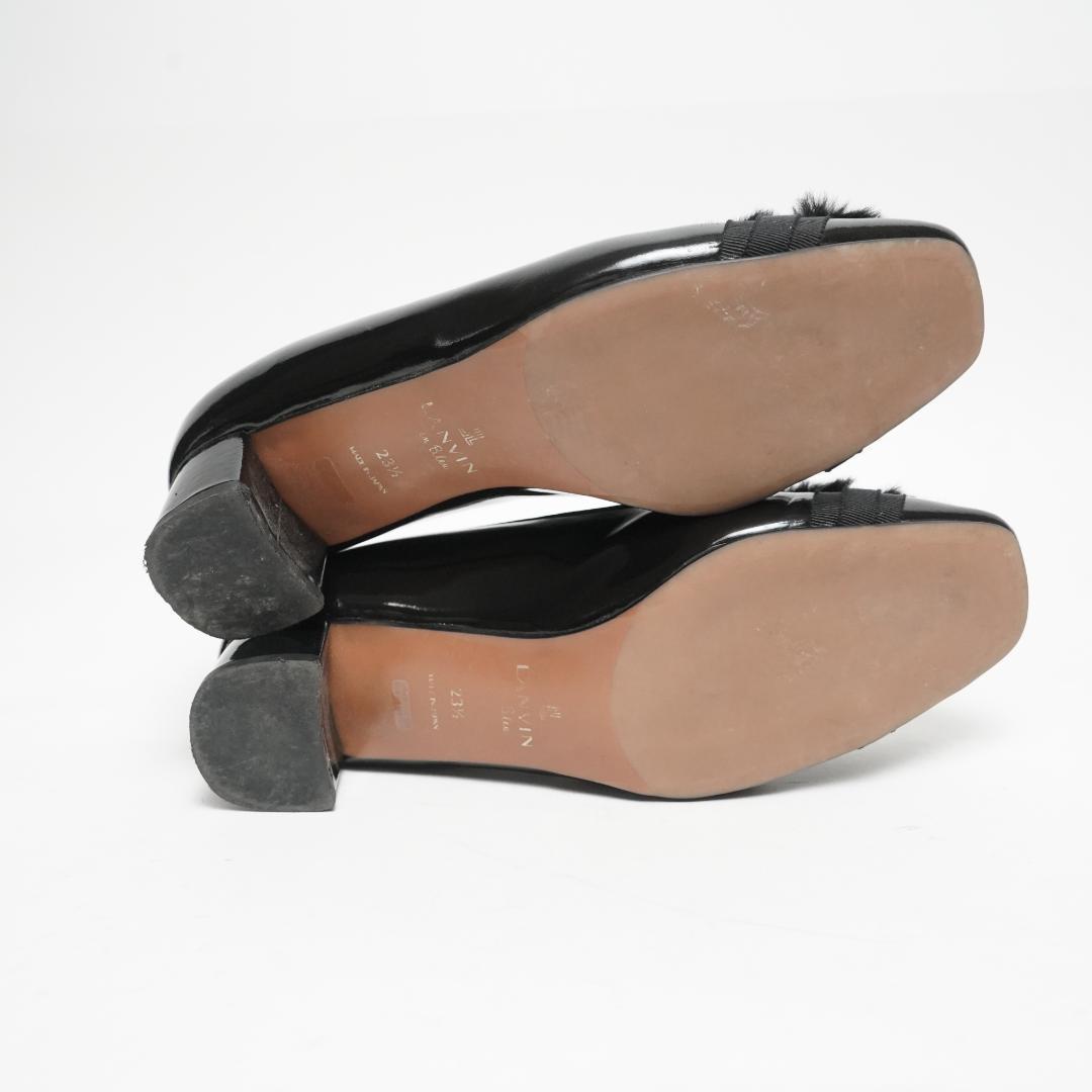 【美品】ランバンオンブルー パンプス ファー エナメル モチーフ 23.5cm