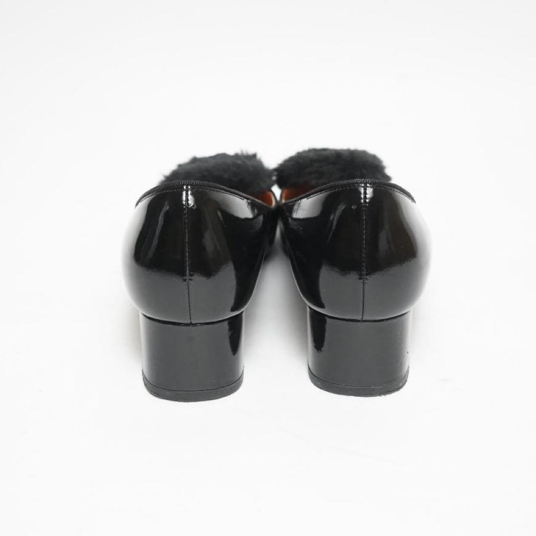 【美品】ランバンオンブルー パンプス ファー エナメル モチーフ 23.5cm