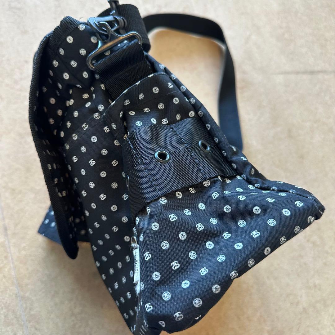 90s オールド ステューシー メッセンジャー バッグ Y2K チェック 柄 黒