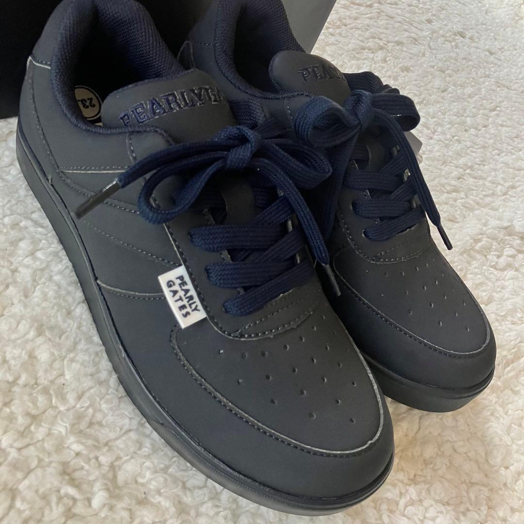 新品【パーリーゲイツ】定番 ローカット ゴルフシューズ 紺 22.5cm