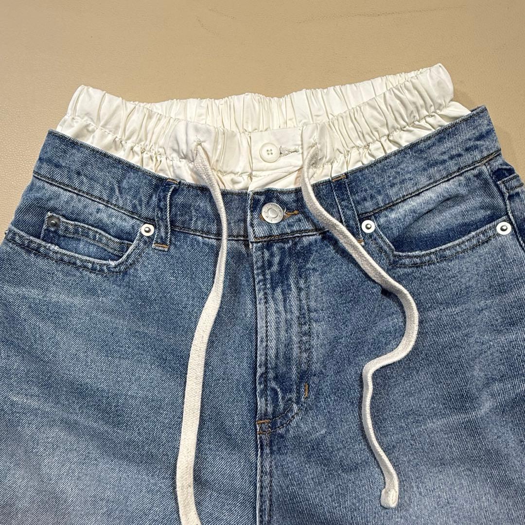 TODAYFUL】ウエストレイヤード デザインワイドデニム