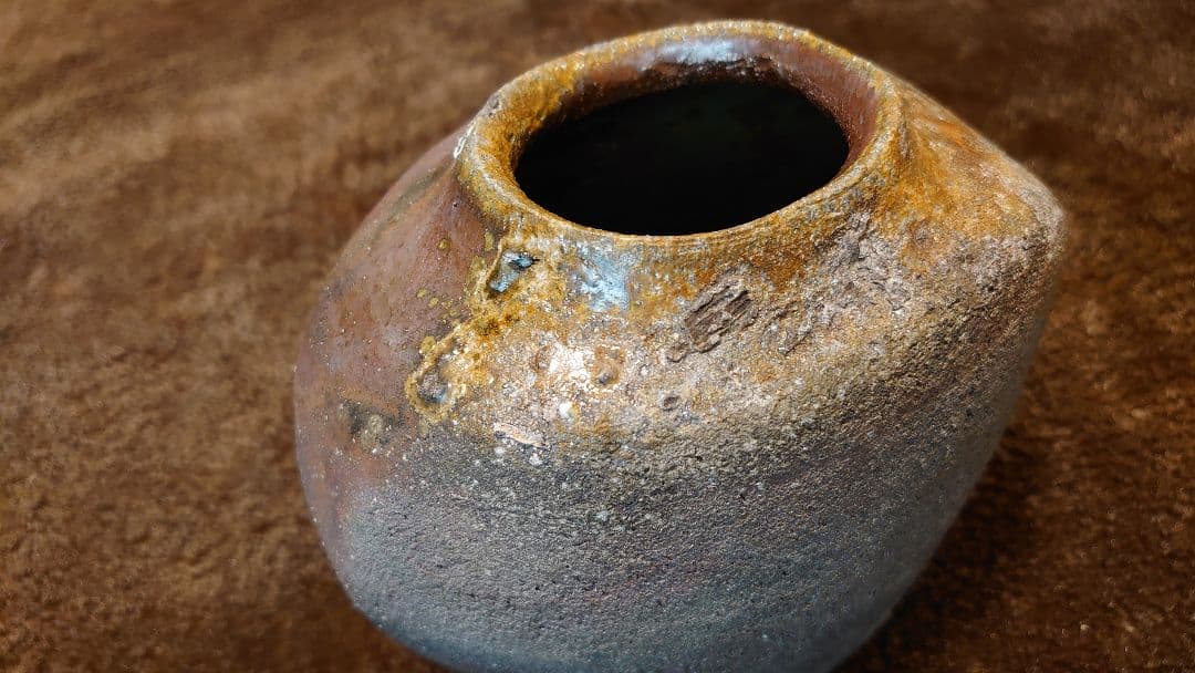 古越前 越前焼 偏壺 釉薬 花入 薪窯 西浦武 山田和 1