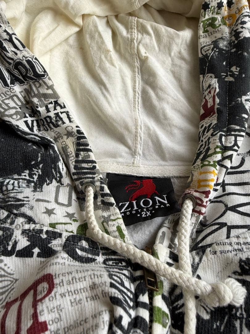 ボブマーリー ZION フルジップパーカー 総柄 2X