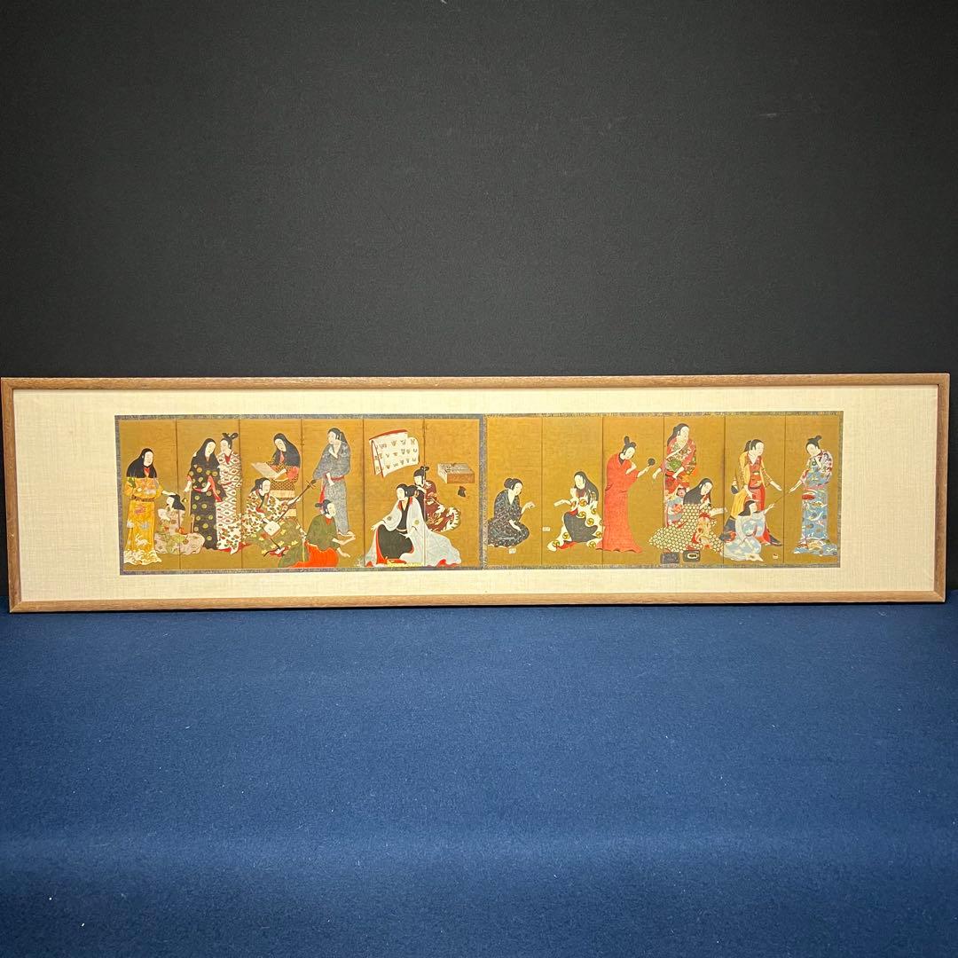 4148 「松浦屏風」 婦女遊楽図屏風 工芸印刷 紙本 日本画 江戸時代 等身大で迫る江戸のモード - 日本経済新聞
