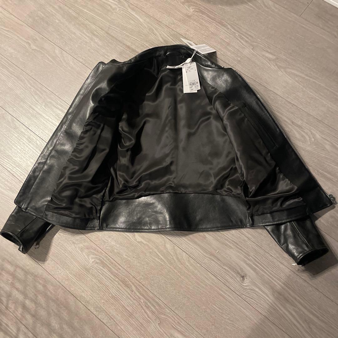 46新品 MM6 メゾンマルジェラ ハの字 レザー ライダース ジャケット 黒