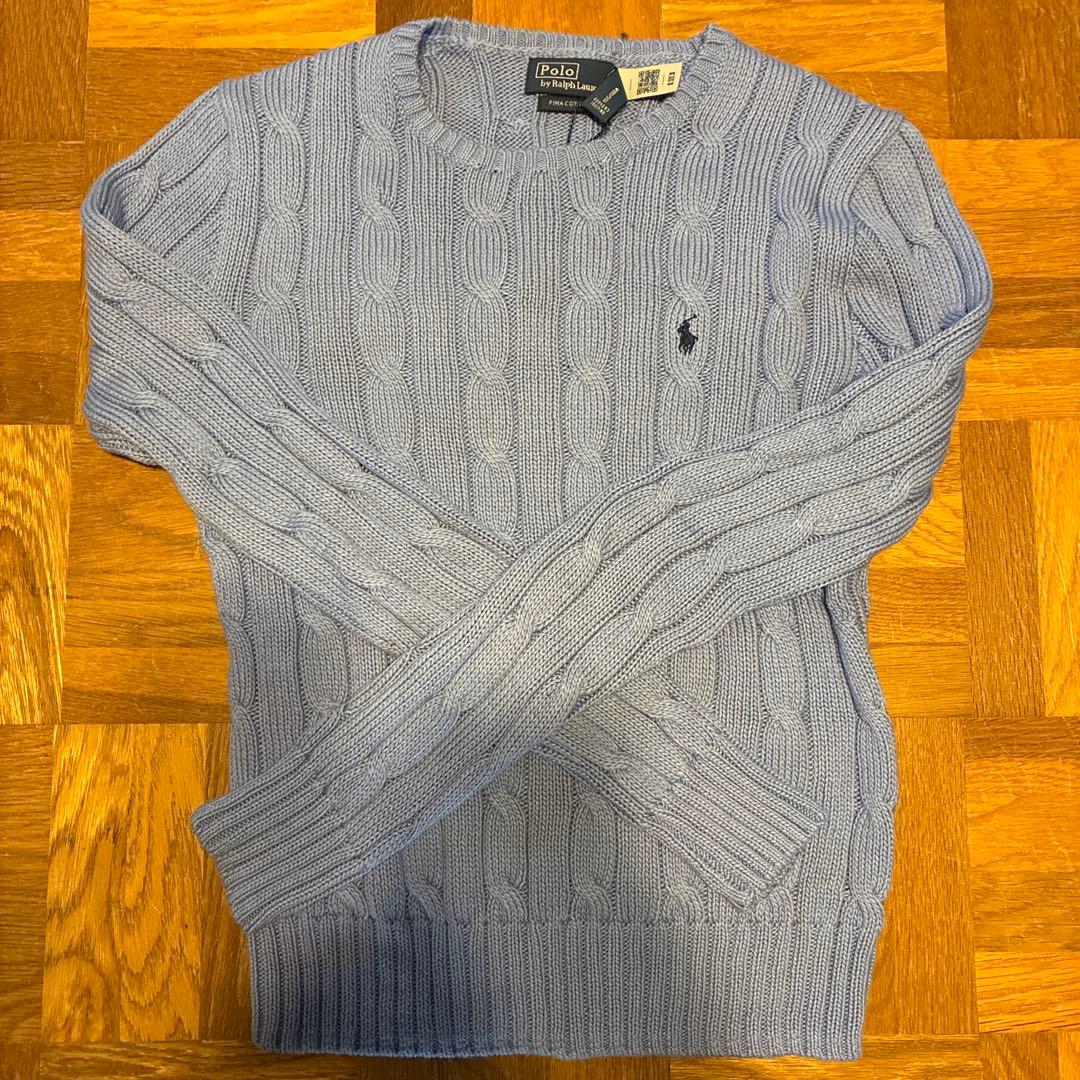 Polo by Ralph Lauren 薄い青 ケーブルニットセーター XS ケーブルニット コットン セーター （ニット・セーター）｜POLO RALPH