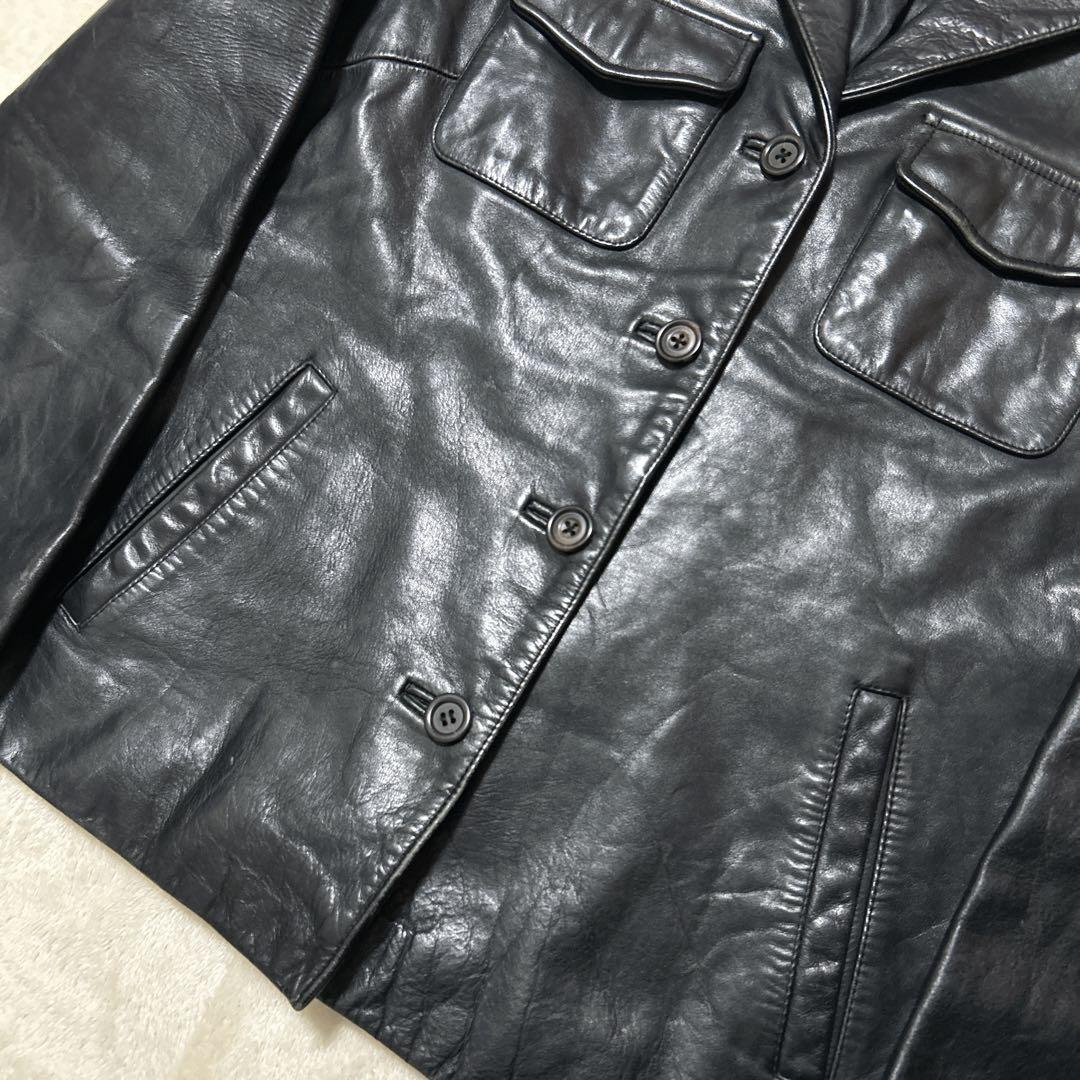 90S 希少 J.CREW 青タグ カーコートジャケット M レザー ブラック